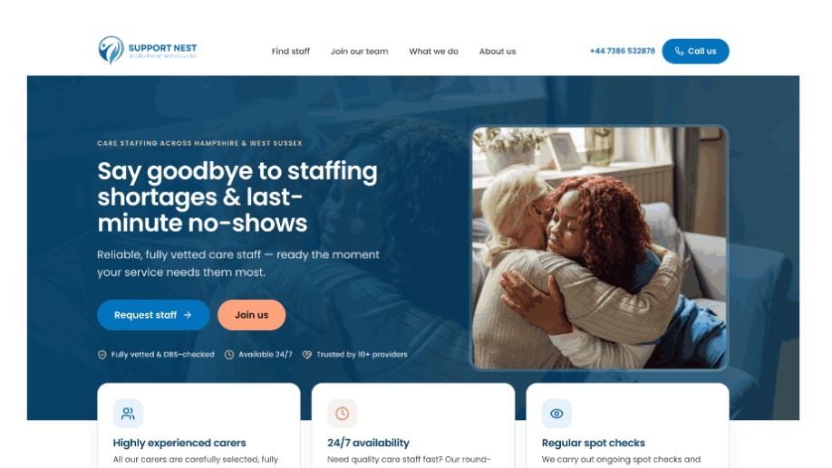 Support Nest Recruitment website